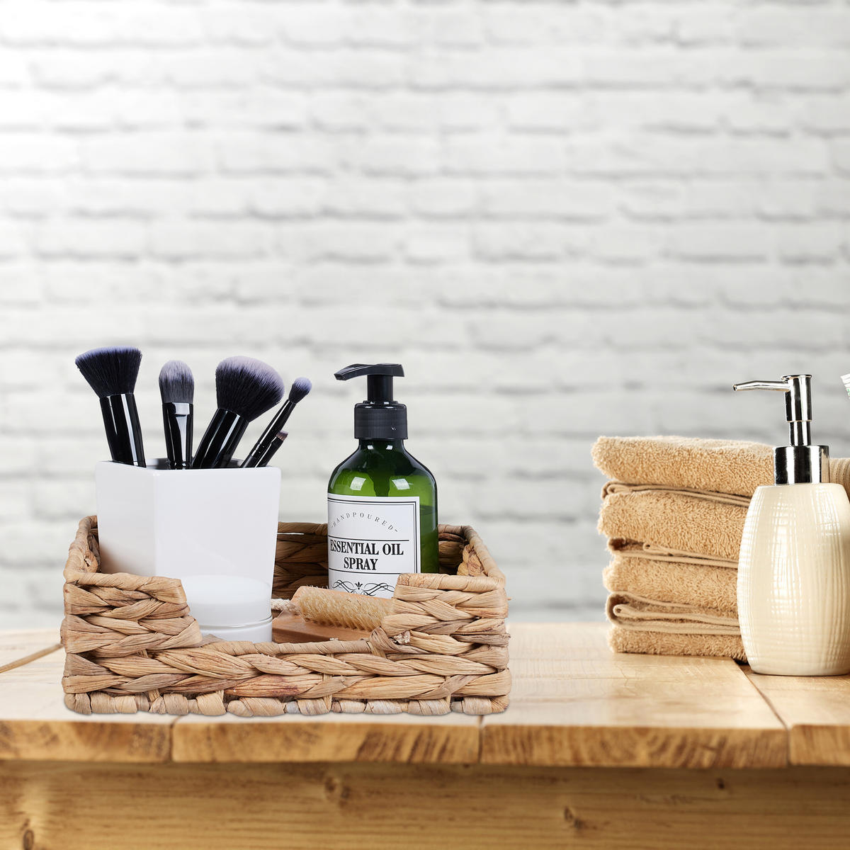 SERVIETTENHALTER - Hellbraun, Textil/Metall (23/23cm) - Relaxdays