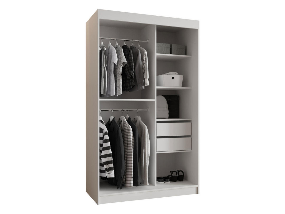 SCHWEBETÜRENSCHRANK Selfie 120 cm mit Schubladen - Silberfarben/Eiche Artisan, Holzwerkstoff/Kunststoff (120/200/62cm) - MIRJAN24