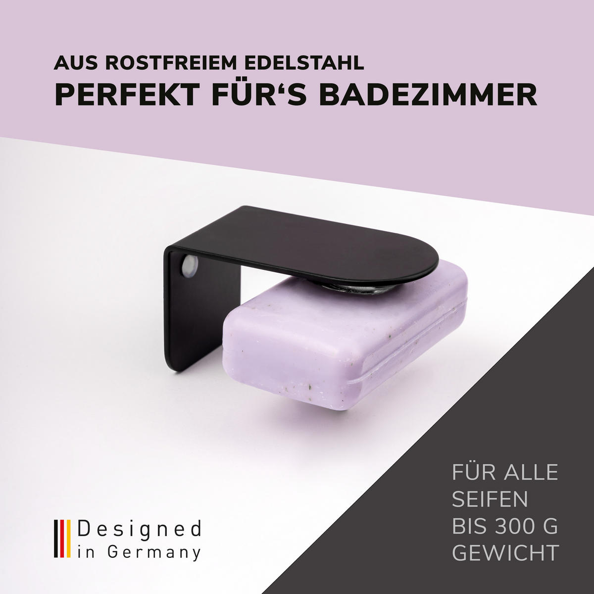 MAGNET-SEIFENHALTER, schwarz, Edelstahl - Schwarz, Metall (4.5/4.5/8cm) - bremermann