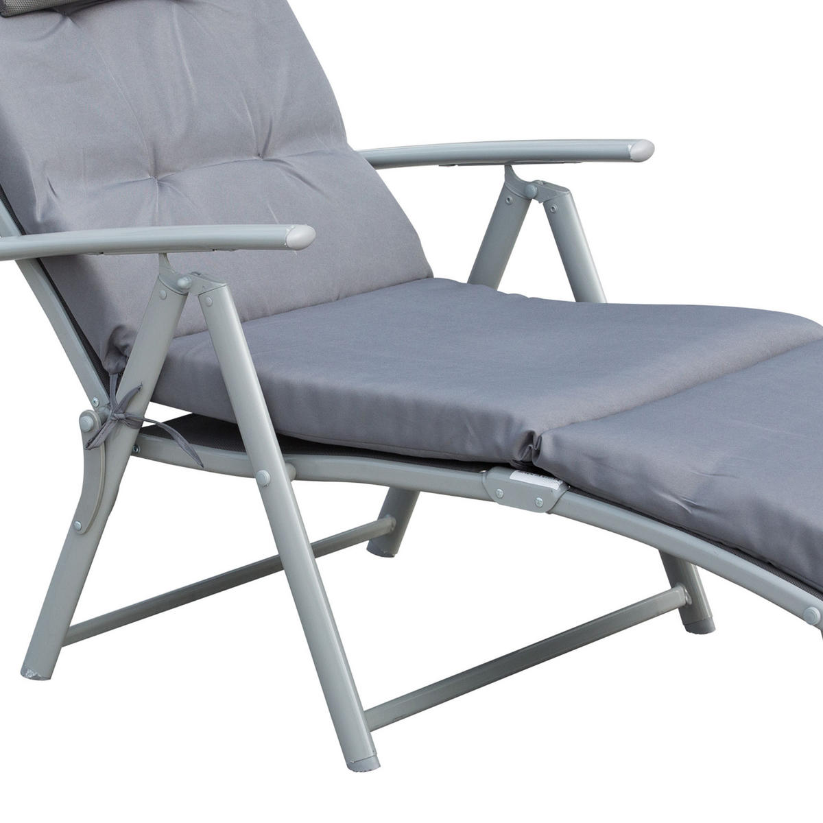 SONNENLIEGE KLAPPBAR DE-06567 7-fach verstellbare Rückenlehne Grau - Silberfarben/Grau, Metall (63/5/137cm) - ComfortXL