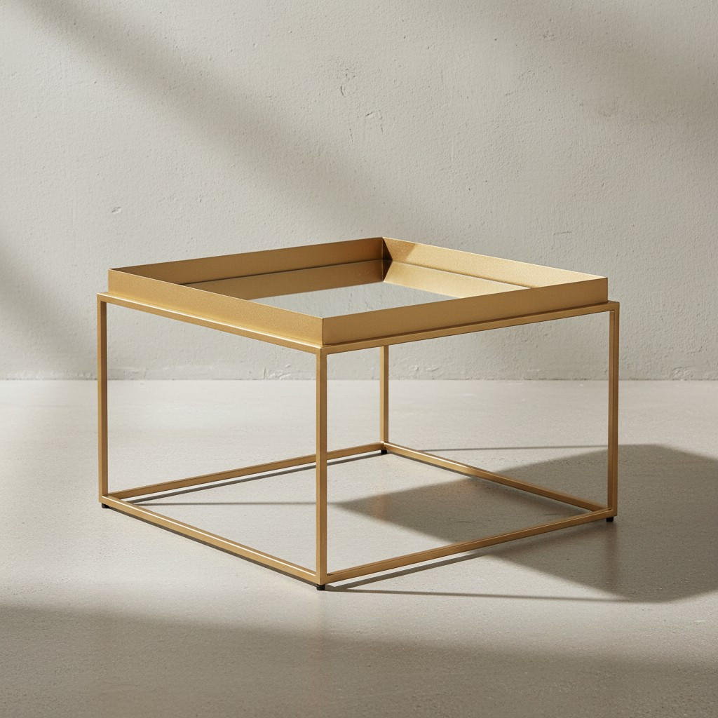 COUCHTISCH Quadratisch, Verspiegeltes Glas, Goldenes Metallgestell, Modernes Design - Goldfarben, Glas/Metall (60/60/41cm) - KADIMA DESIGN