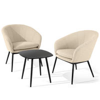 GARTENMÖBELSET SOLIS Gartenlounge-Set, creme/schwarz - Creme, Textil/Metall - KONSIMO®