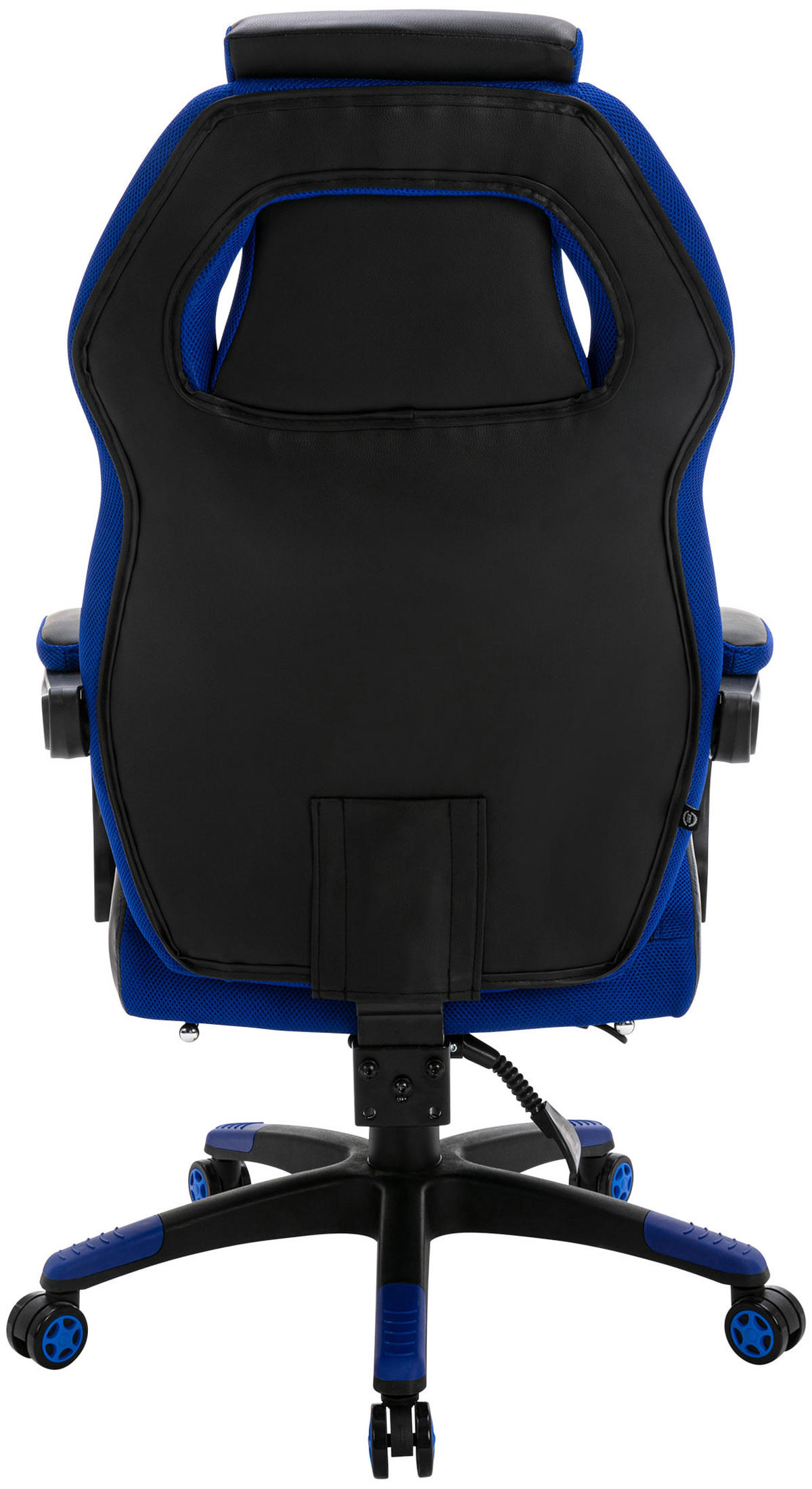 CHEFSESSEL Lederlook schwarz/blau - Blau/Schwarz, Kunststoff/Textil (69/118/70.5cm) - CLP