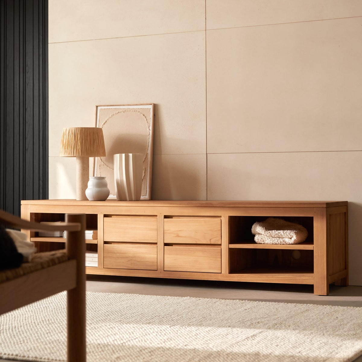 TV-SCHRANK Patio Natur aus Teak - Naturfarben, Holz (200/50/50cm) - Tikamoon