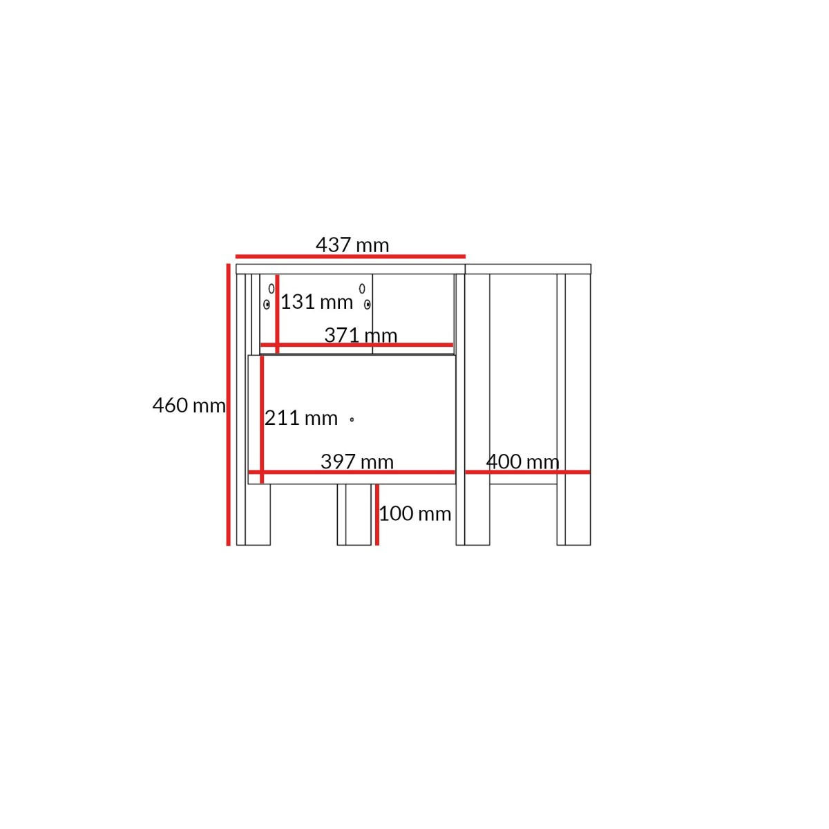 NACHTTISCH mit Schublade Ethan 1S 45 Eiche Cremona - Eichefarben/Schwarz, Holzwerkstoff/Metall (44/46/40cm) - mzm24