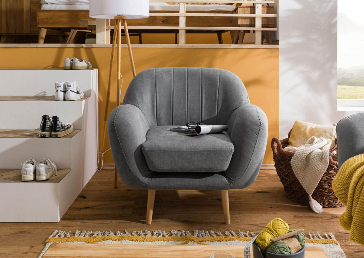 SESSEL 96x85x88 grau HOLMA - Grau, Kunststoff (96/88/85cm) - Massivmoebel24