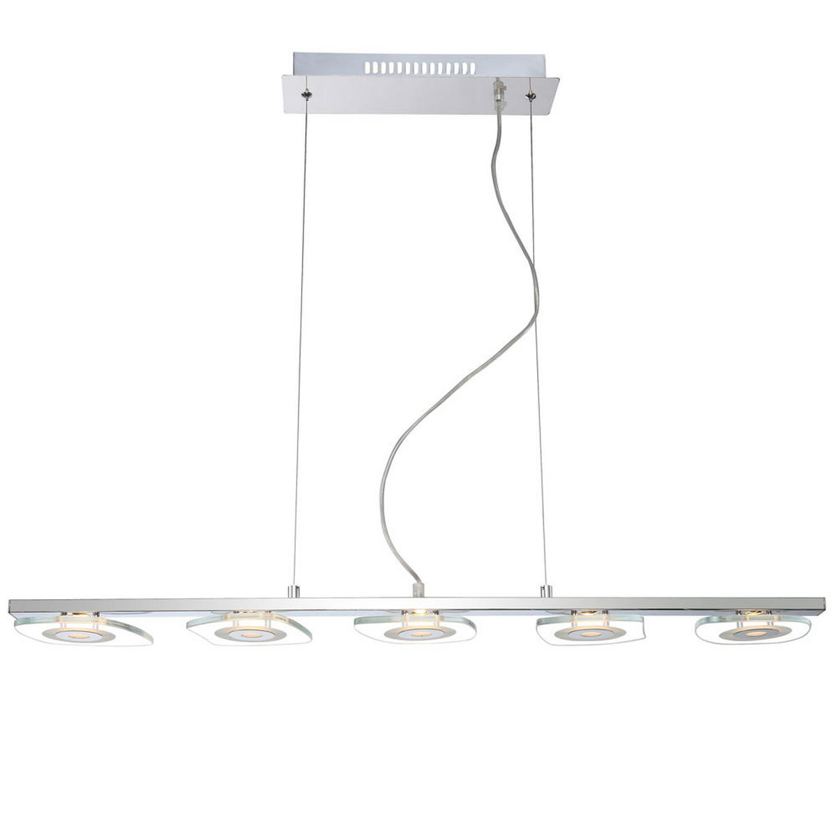LED HÄNGELEUCHTE Chrom Glas satiniert Silber - Silberfarben, Glas (90/13/150cm) - Globo Lighting