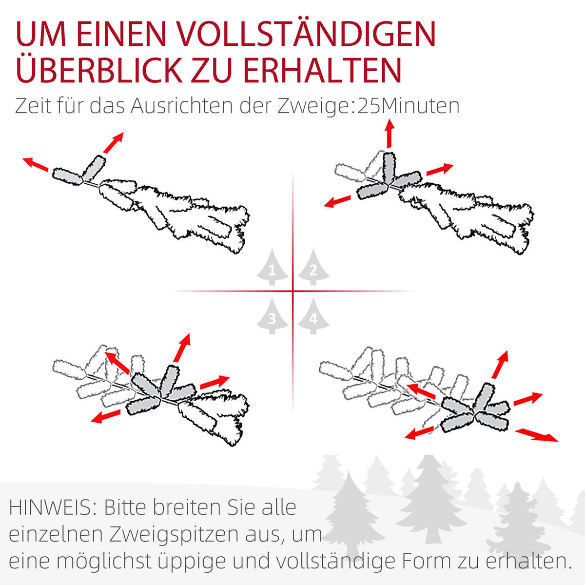 KÜNSTLICHER Weihnachtsbaum, 183 cm Christbaum mit 479 Spitzen für Weihnachten - Grün, Kunststoff/Metall (183cm) - HOMCOM