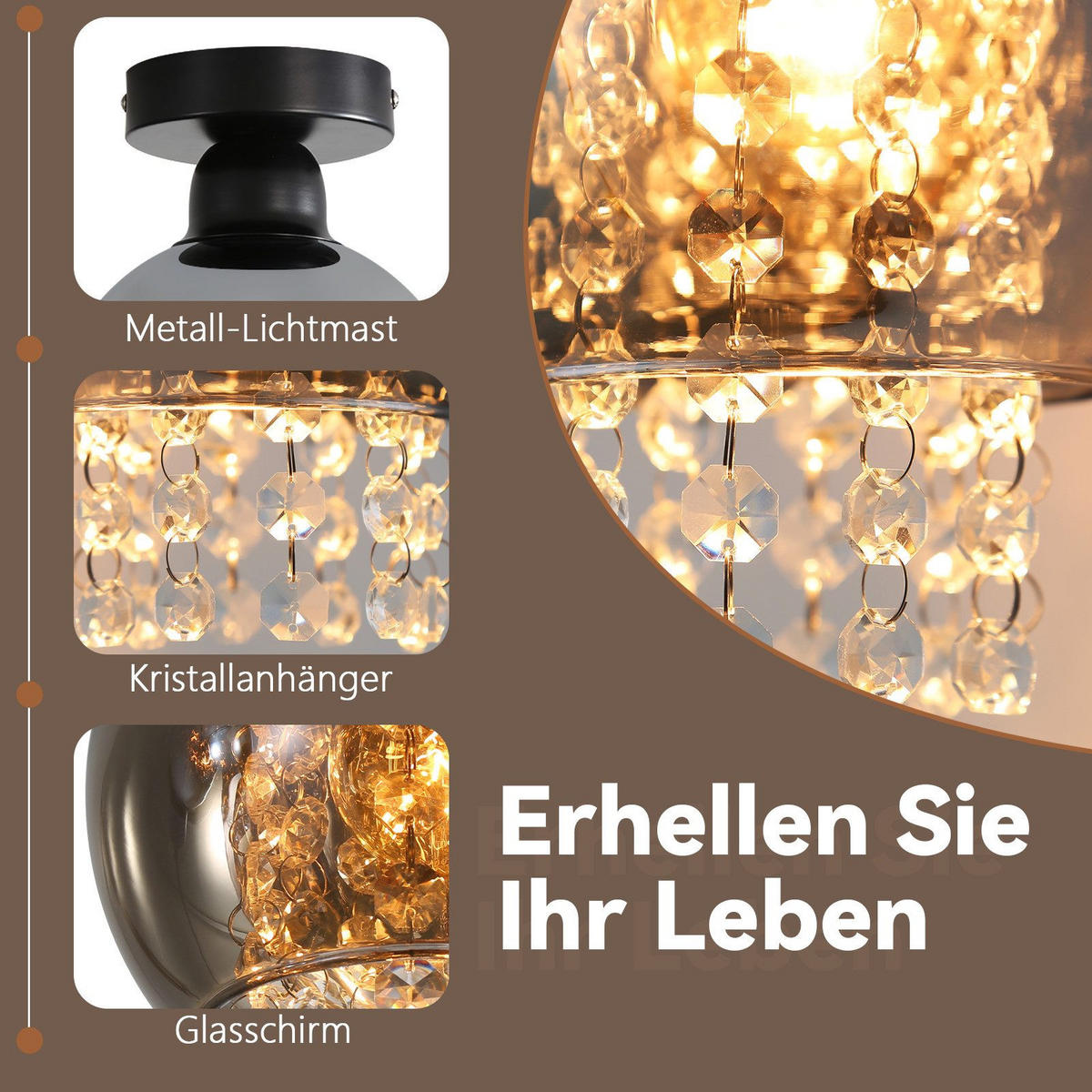 DECKENLEUCHTE Mancini 24/10/15 cm - Schwarz, Metall (10/24/15cm) - Nettlife