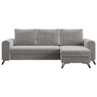 ECKSOFA Axel Velvet Hellgrau - Hellgrau/Schwarz, Textil/Metall (242/140cm) - MKS