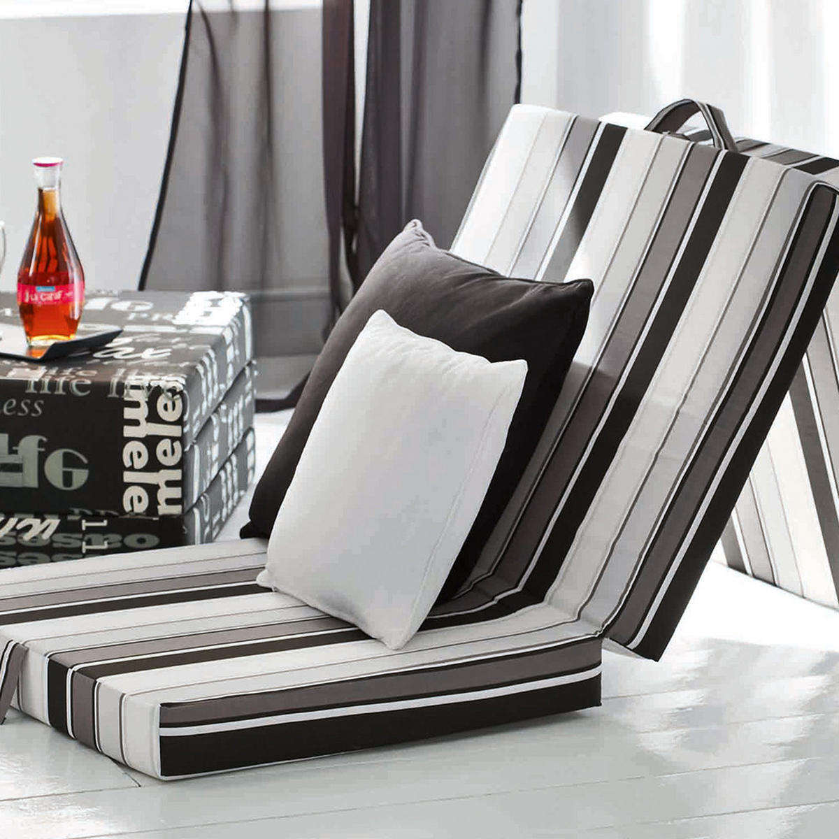 FALTMATRATZE Schwarz 190 x 70 cm - Schwarz, Textil - VitaliSpa