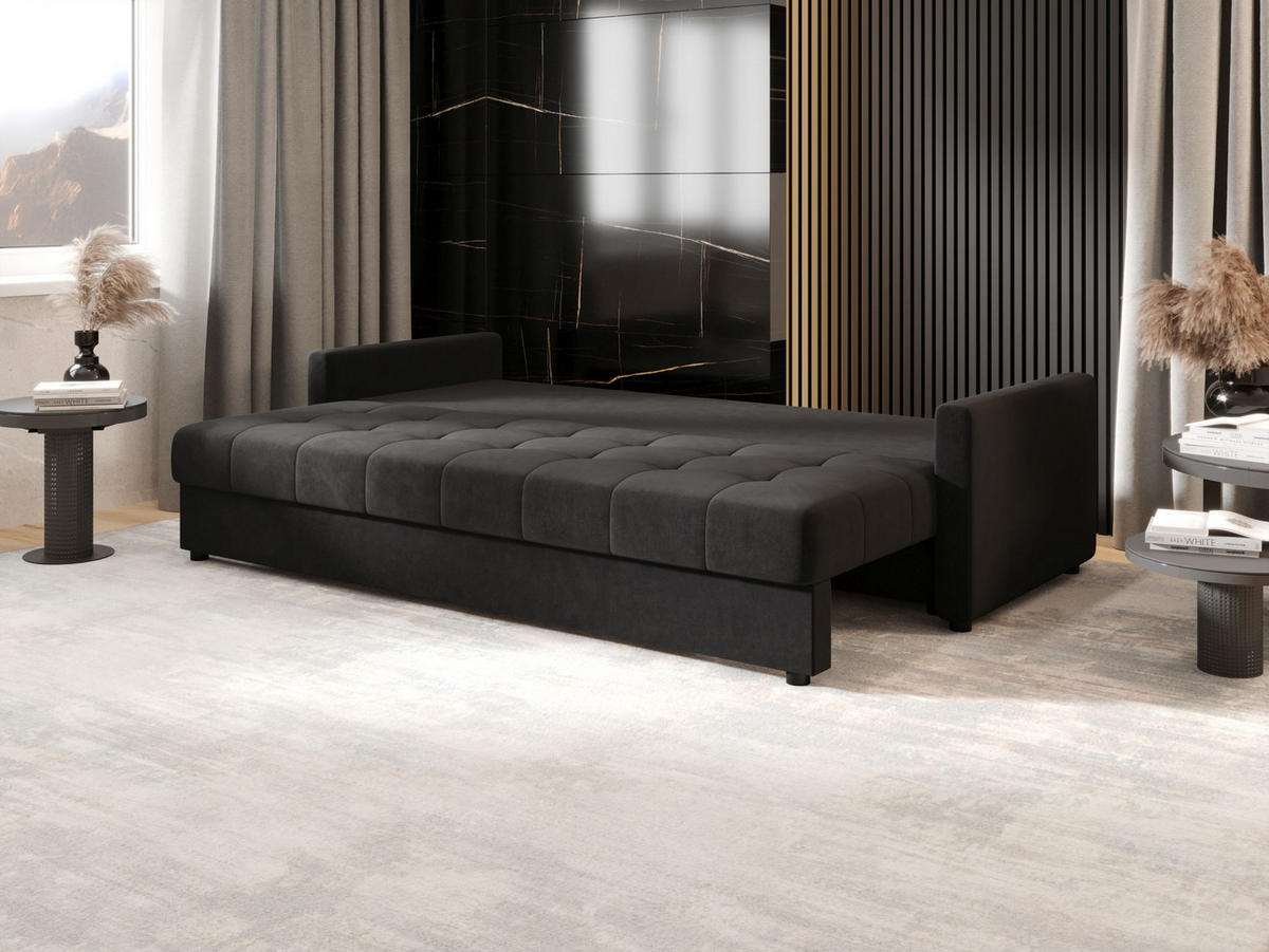 SOFA MOS mit Schlaffunktion ITAKA 27 mit Stauraum - Grau, Textil (84/72/220cm) - Bedante