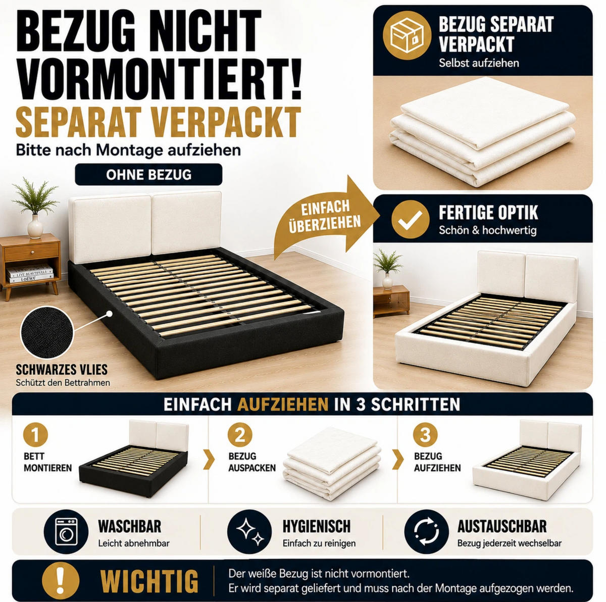 POLSTERBETT 180x200 cm in Beige mit Chenille-Bezug, gepolstertem Kopfteil und Lattenrost - Beige, Textil (180/200cm) - IVMEU