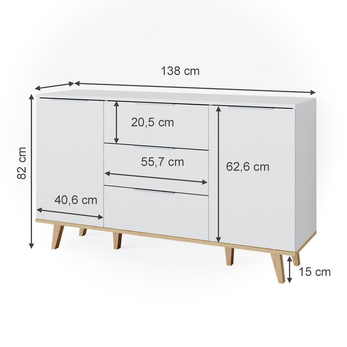 KREDENC Nautica Bílá - bílá, kompozitní dřevo (40/82/138cm) - Vicco