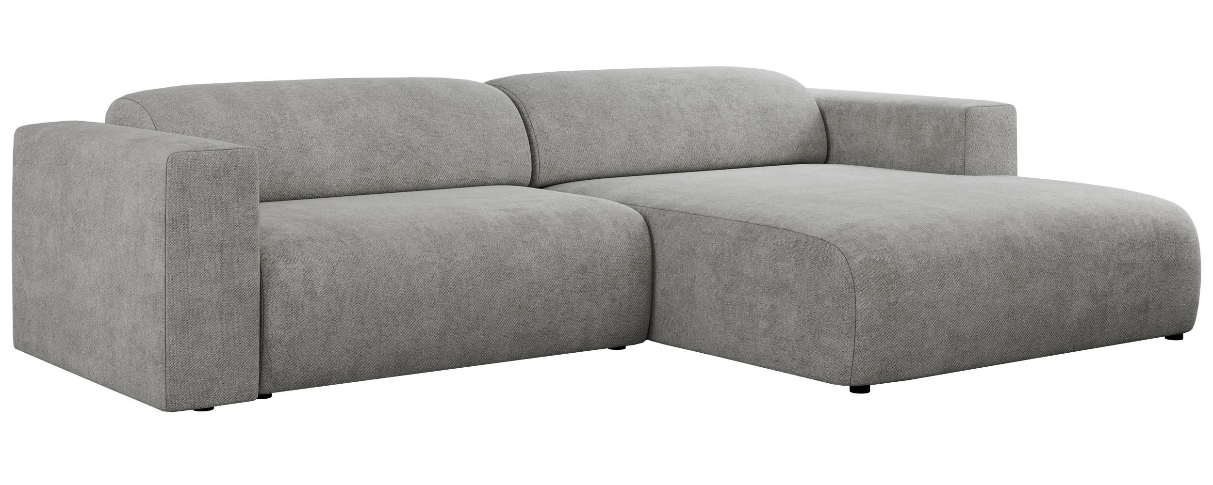 ECKSOFA PASADENA Hellgrau Struktur - Rechts Seite - Hellgrau/Schwarz, Kunststoff/Textil (180/288cm) - MKS