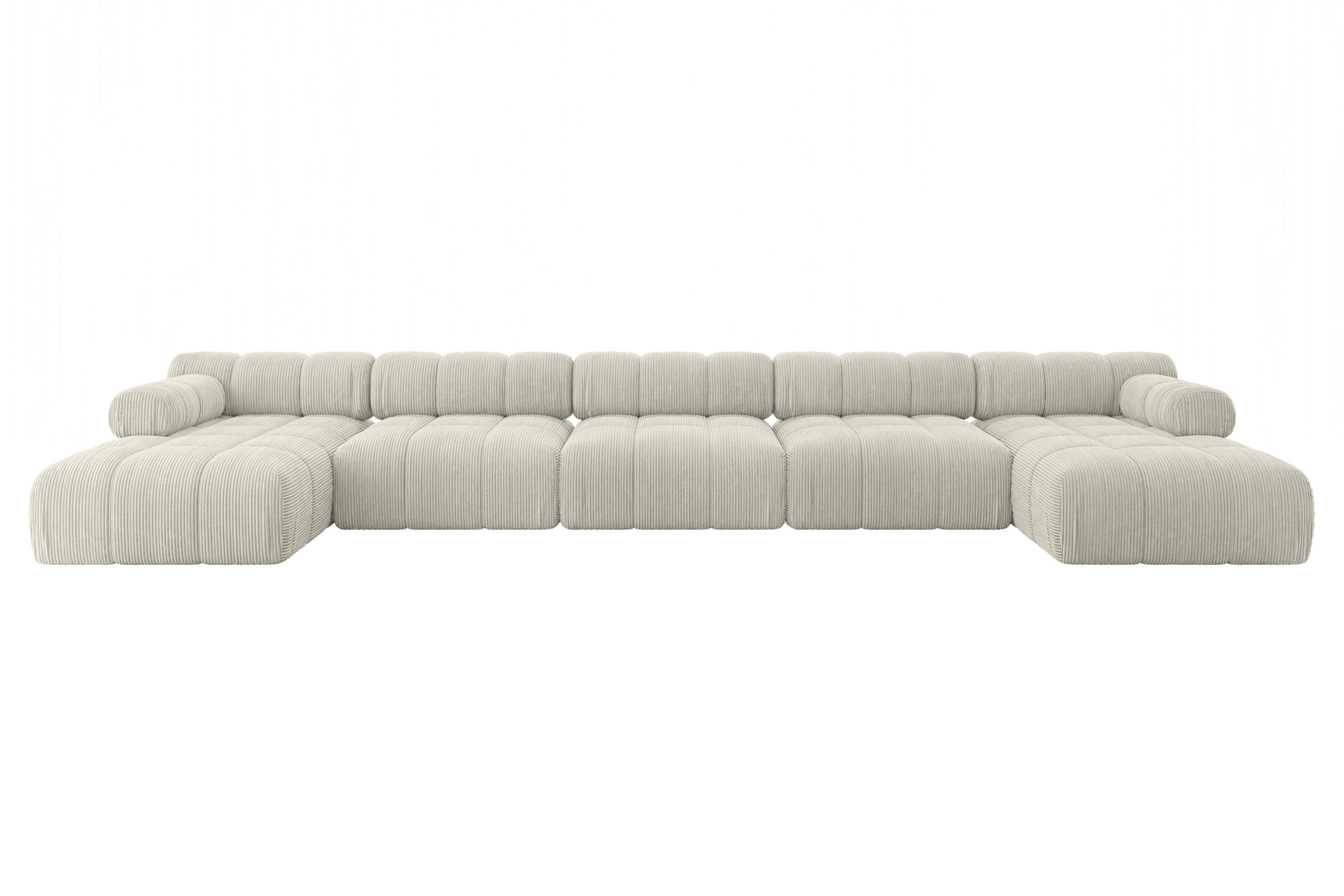 WOHNLANDSCHAFT modulares Sofa Tesso-U3 - 475x160x70 cm Hellgrau Cord - Hellgrau, Holzwerkstoff/Textil (475/70/160cm) - ALTDECOR