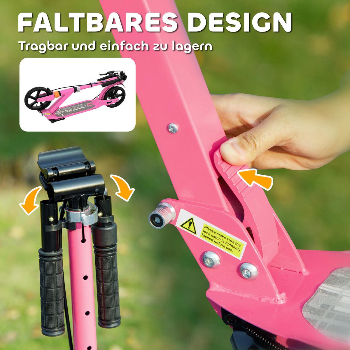 ROLLER Kinder Scooter mit verstellbar Griffen klappbar höhenverstellbar Rosa - Rosa, Metall (94/36/103cm) - AIYAPLAY