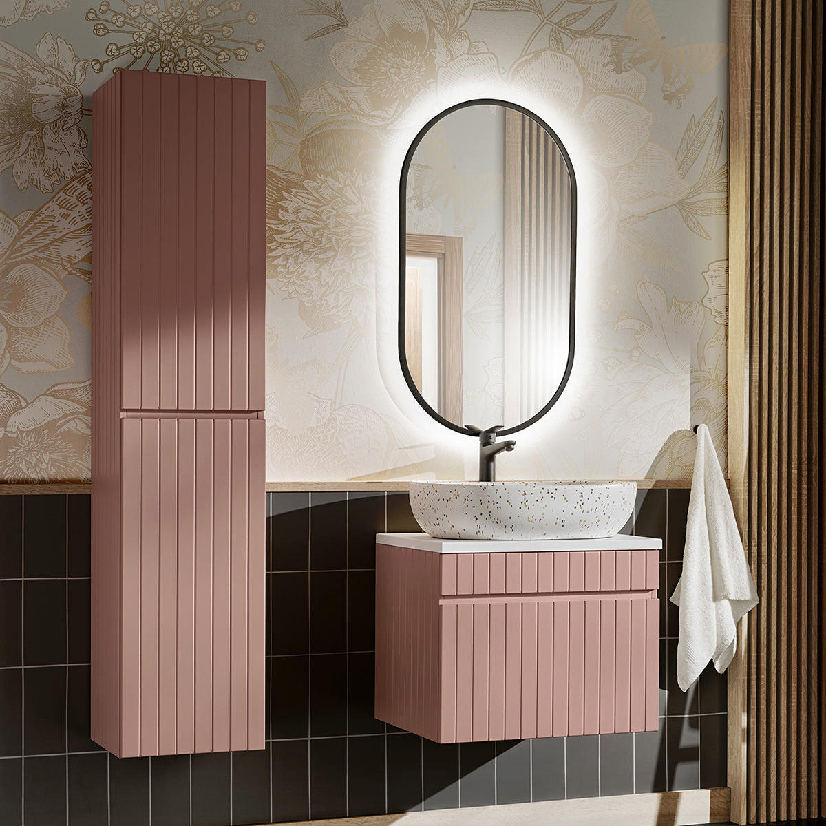 BADMÖBEL 60.4cm Zelie 2er-Set Rose - Pink, Holzwerkstoff (60.4/48/46cm) - Petits-meubles