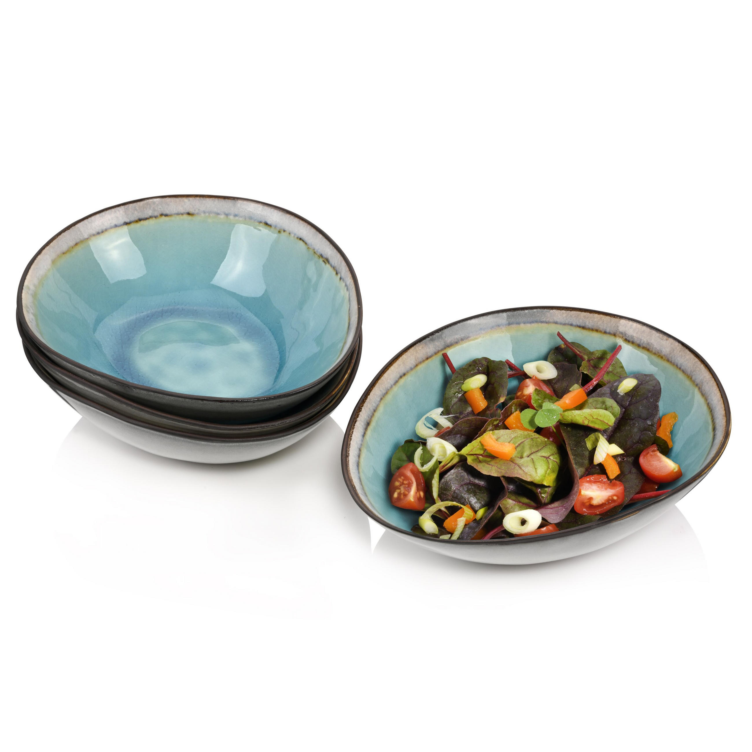 SALATSCHALEN SET CAPRI - 4 teilig aus Steingut - Pastellblau, Keramik (20cm) - Sänger