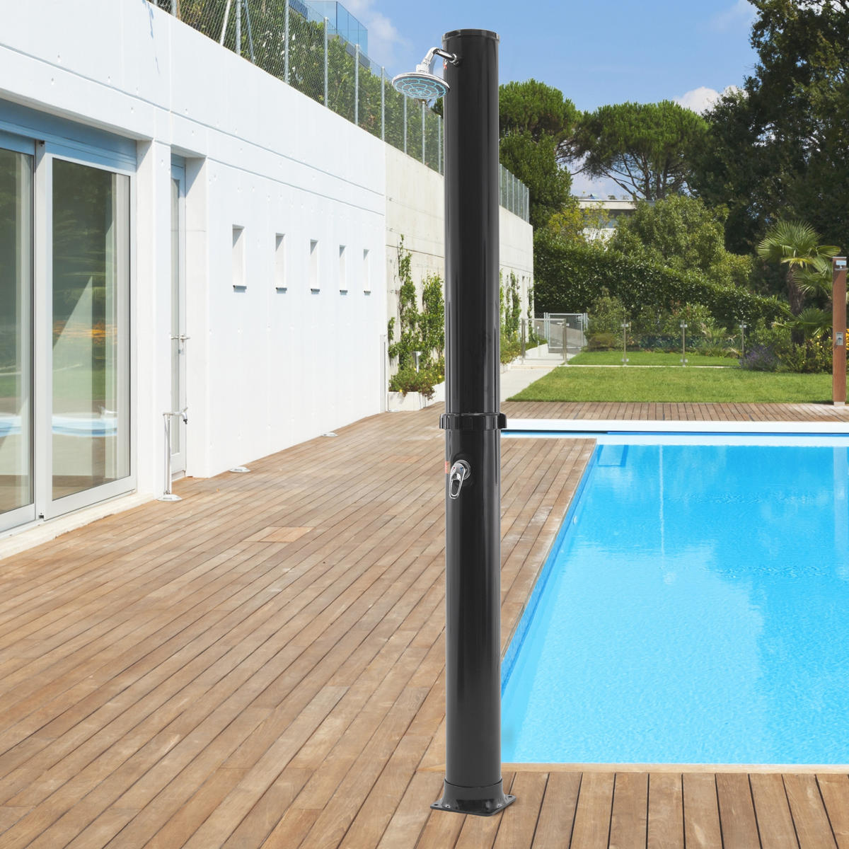 SOLARDUSCHE 35L 217 cm Schwarz rund - Schwarz, Kunststoff (19.5/217/19.5cm) - ECD-Germany