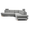ECKSOFA CASA III R-S Grau Plüsch-Stoff mit Schlaffunktion - Grau, Holz (272/272cm) - MASSENO