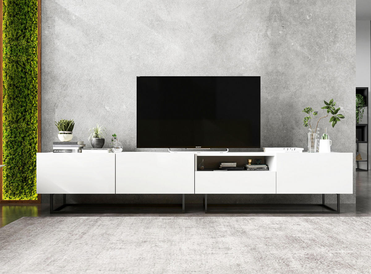 TV-SCHRANK Enjoy Weiß matt mit Metallrahmen Schublade 120 cm - Schwarz/Weiß, Holzwerkstoff/Metall (120/46/35cm) - Meble Lindner