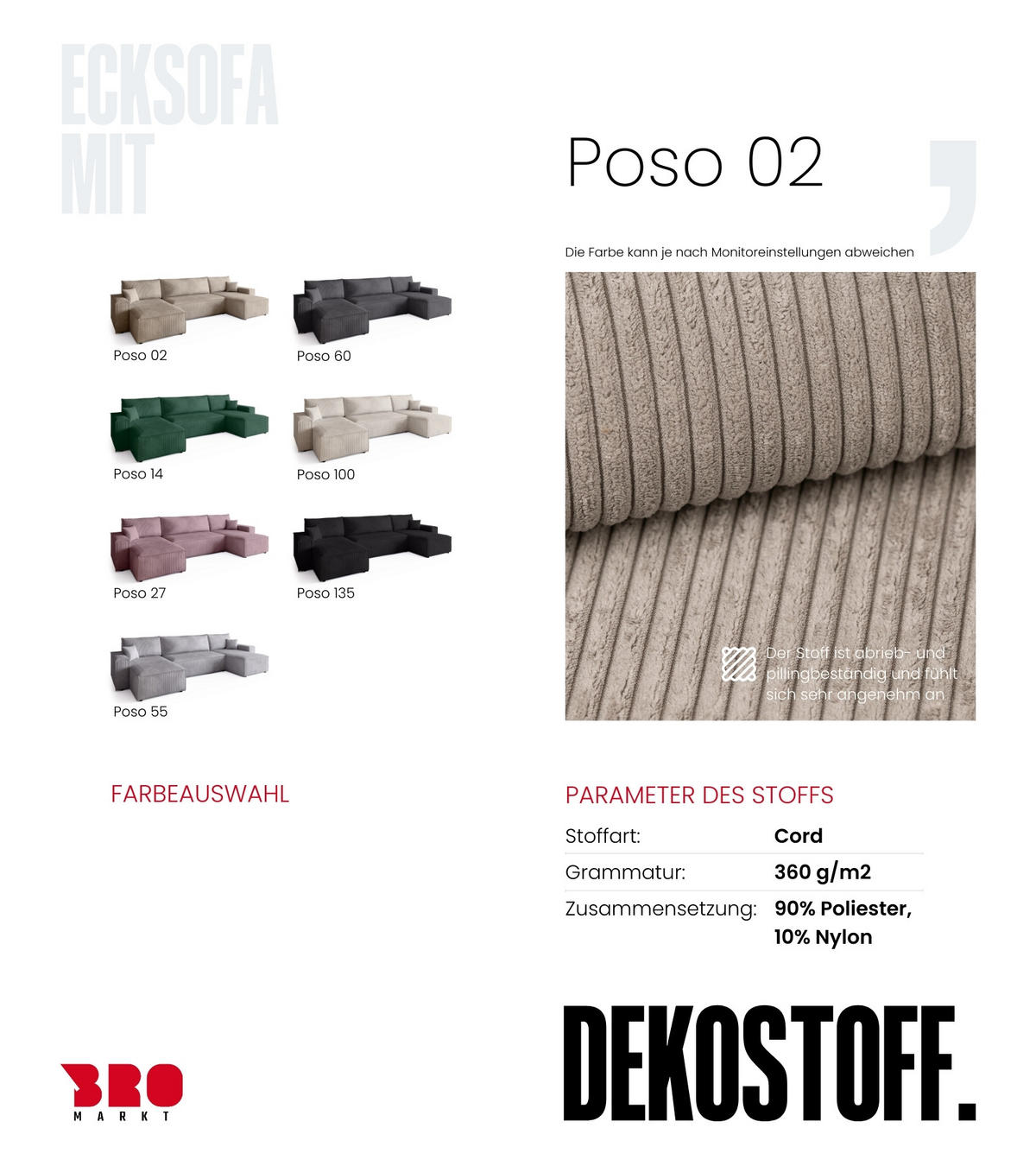 WOHNLANDSCHAFT ADI U mit Schlaffunktion Cordstoff Beige - Beige, Textil (312/85/143cm) - Bromarkt