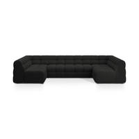 PANORAMASOFA Kendal aus strukturiertem Stoff schwarz 7 Sitzplätze - Schwarz, Textil (203/79/372cm) - Micadoni