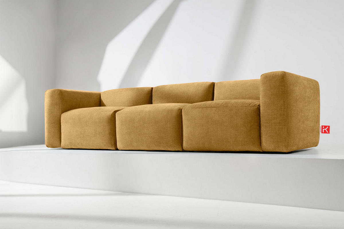 3-SITZER-MODULSOFA BUFFO mit extrem weicher und bequemer Sitzfläche, Gewebestoff, Honig - Honig, Textil (290/73/96cm) - KONSIMO®