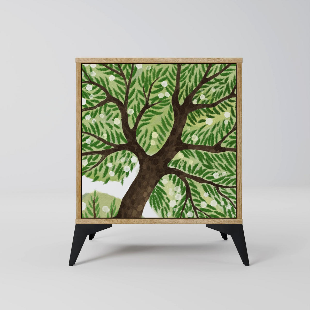 SIDEBOARD WILDERNESS DASH, Eichefarben, 57,5x42x75,5 cm, Goldfarbene Metallfüße - Eichefarben/Goldfarben, Holzwerkstoff/Metall (57.5/75.5/42cm) - SpaceRebels