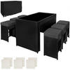 RATTAN BARSET Ibiza,2 Bezugssets,schwarz - Schwarz, Kunststoff - tectake