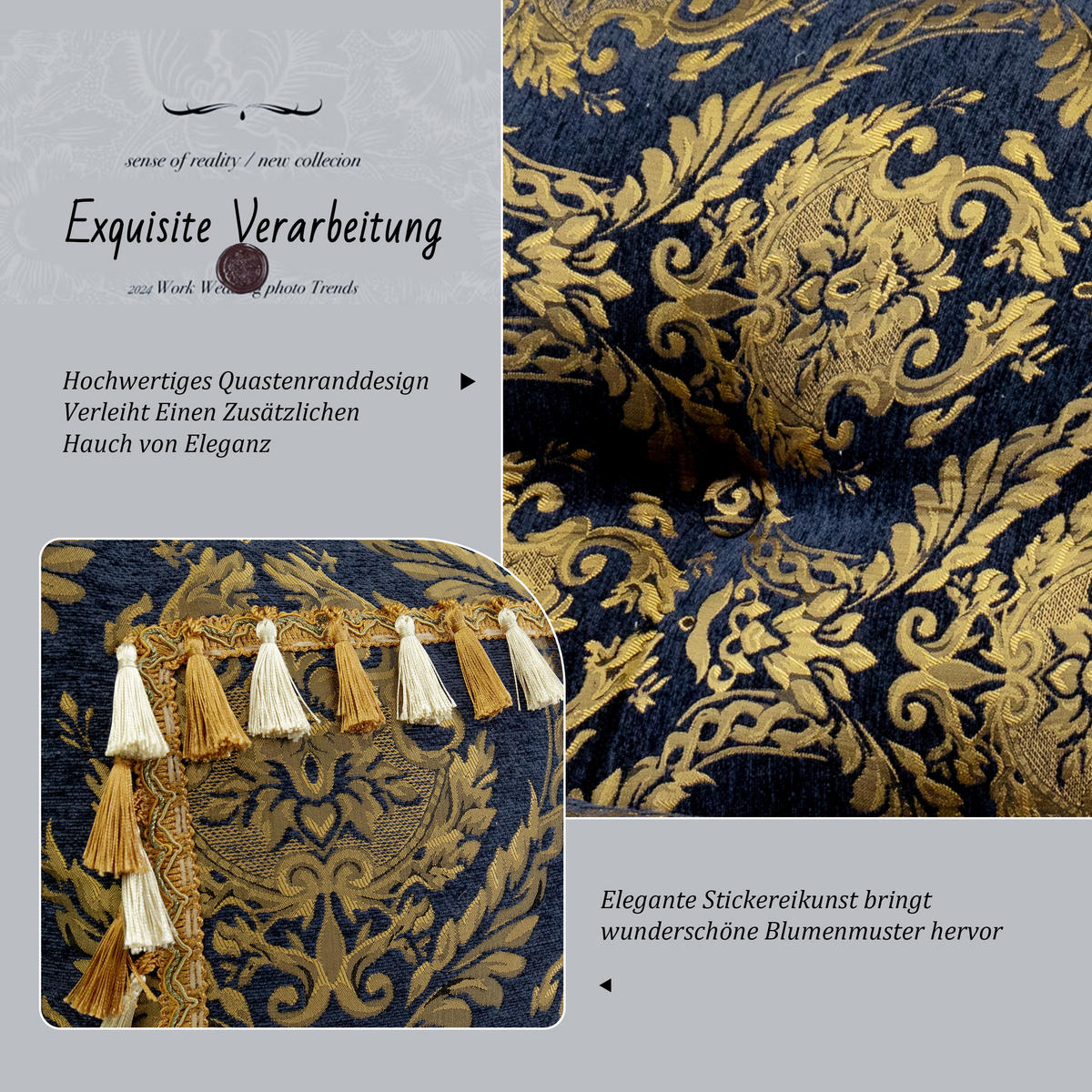 NACHTTISCHKISSEN Goldblume Blau 60*140cm 4er-set - Blau, Textil (15/140cm) - Vercart