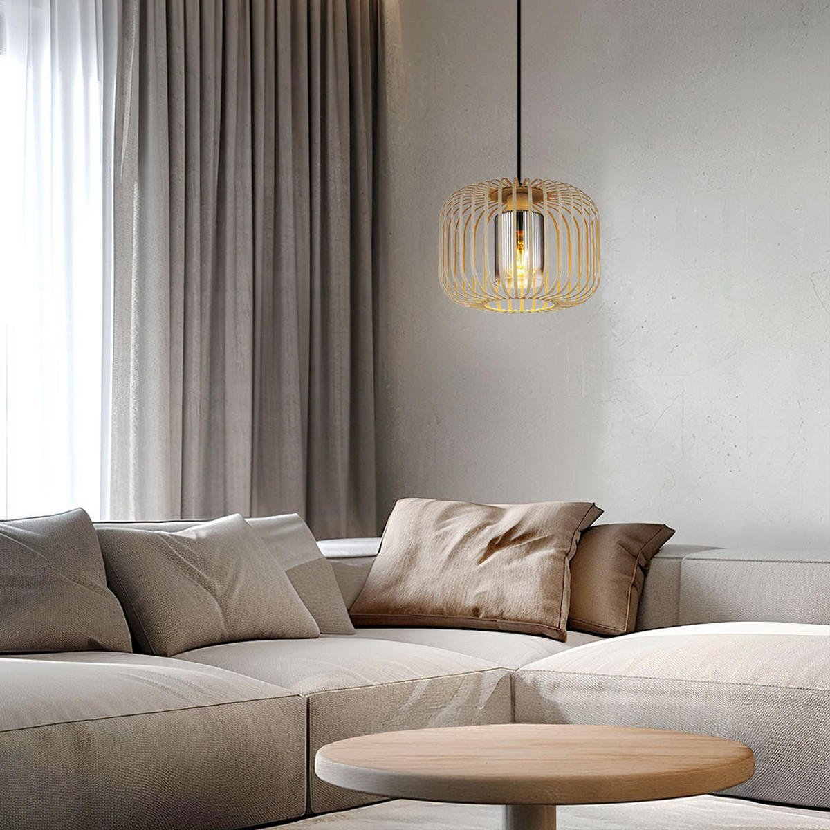 LED HÄNGELEUCHTE ALFRED Metall Beige - Beige, Glas (28/28/120cm) - Globo Lighting