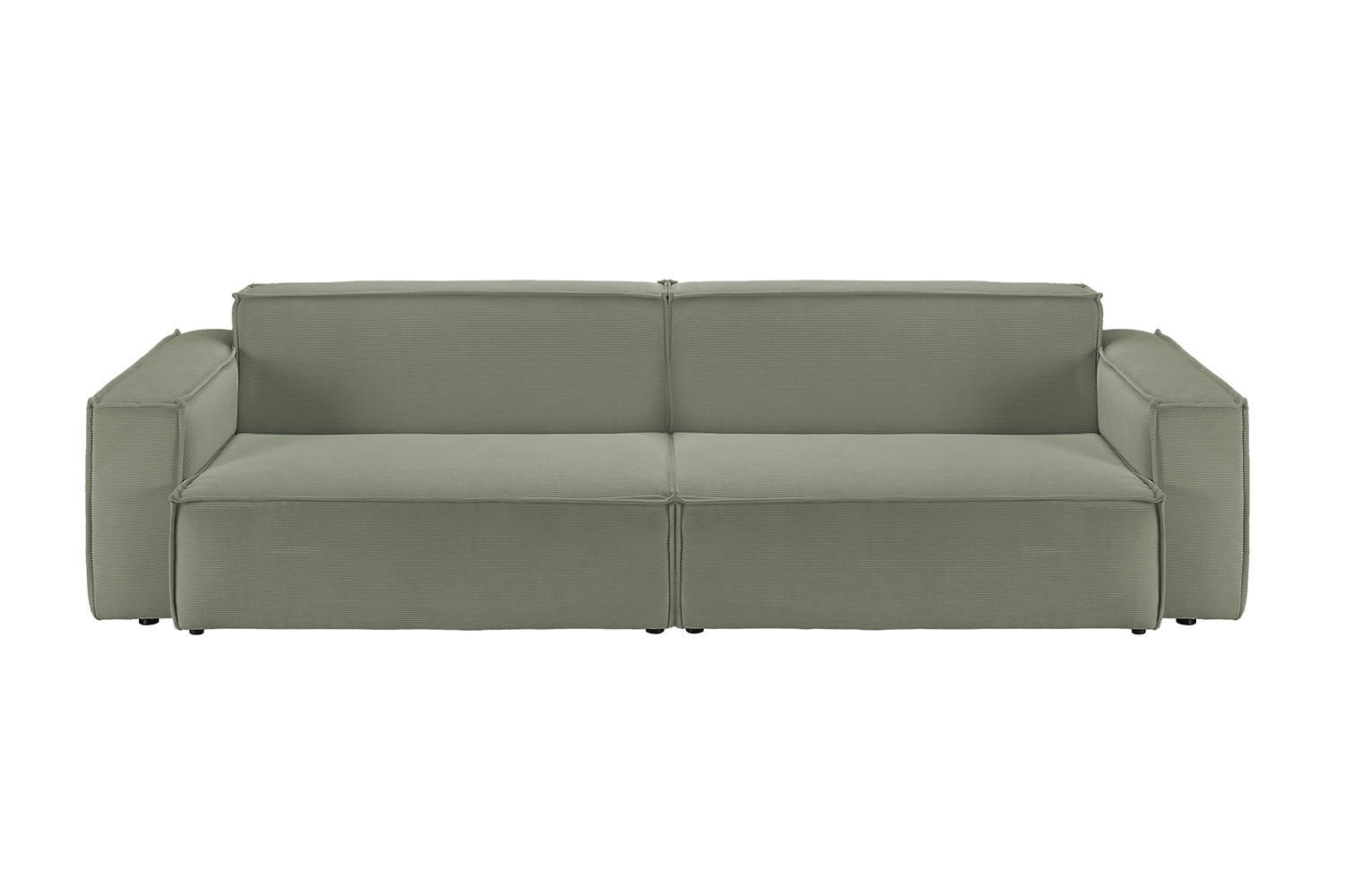 SOFA SAMU Grün Cord - Schwarz/Grün, Textil (236/72/106cm) - KAWOLA