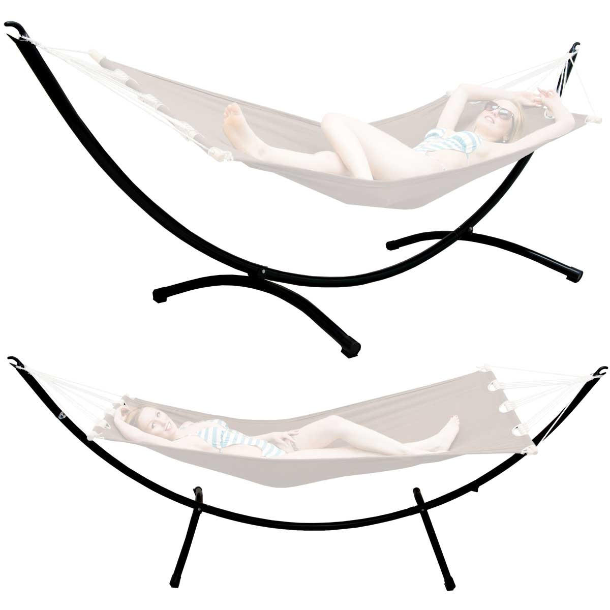 XL-HÄNGEMATTENGESTELL für 1 Person bis 120kg, 300/100 cm, schwarz - Schwarz, Metall (300/100/90cm) - Amanka