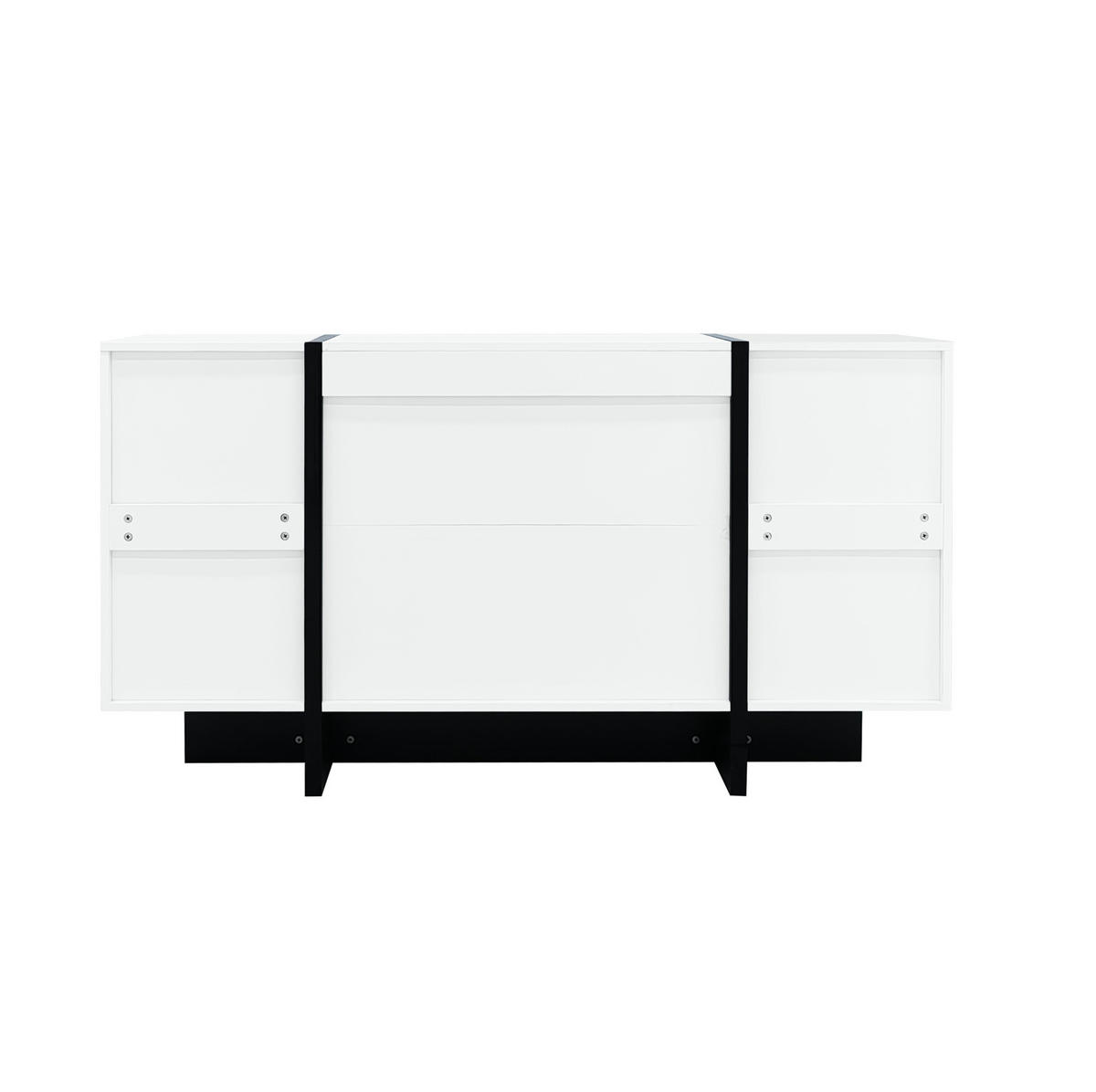 SIDEBOARD 150/40/80,5 cm mit 2 Türen, 4 Schubladen und Hochglanz-Oberfläche aus MDF und Holzwerkstoff, Weiß/Schwarz - Weiß, Holzwerkstoff (150/80.5/40cm) - Redom