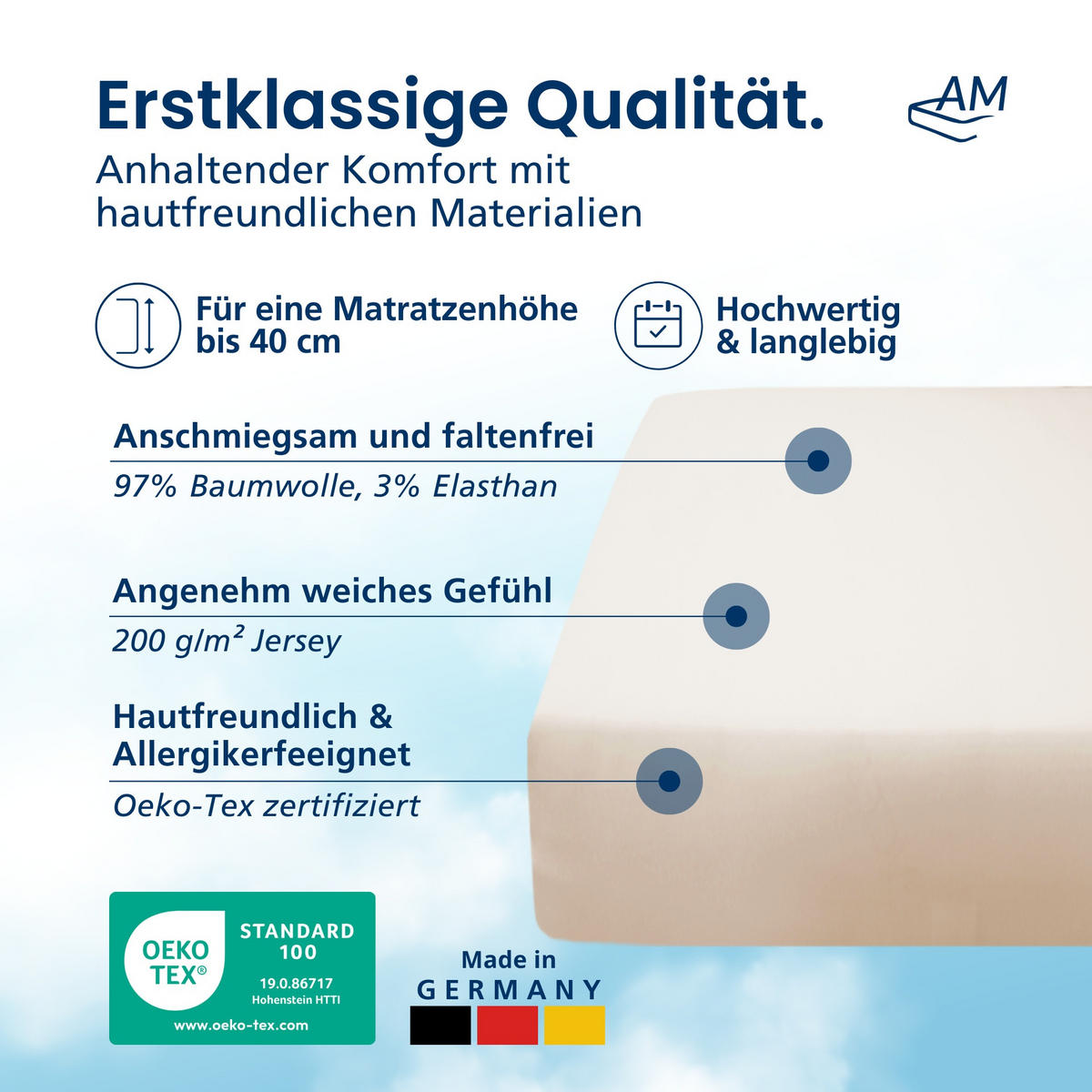 SPANNBETTLAKEN BOXSPRING 300/200/33 cm Creme - Creme, Textil (300/200cm) - AM Qualitätsmatratzen