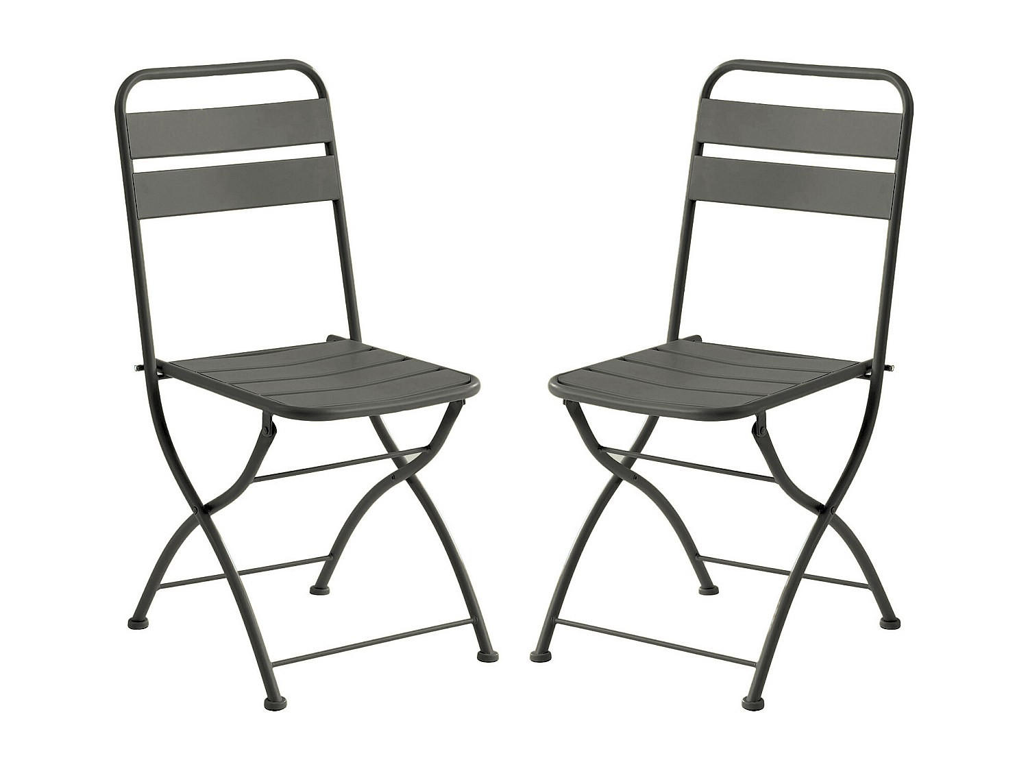 2ER Set Gartenstühle klappbar - Metall - Anthrazit Grau - MIRMANDE von MYLIA - Anthrazit, Metall (43/87/52.5cm) - Vente-Unique