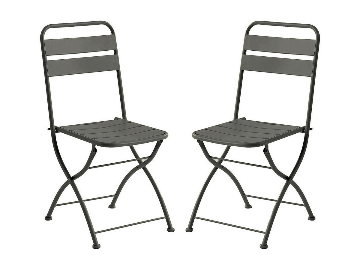 2ER Set Gartenstühle klappbar - Metall - Anthrazit Grau - MIRMANDE von MYLIA - Anthrazit, Metall (43/87/52.5cm) - Vente-Unique