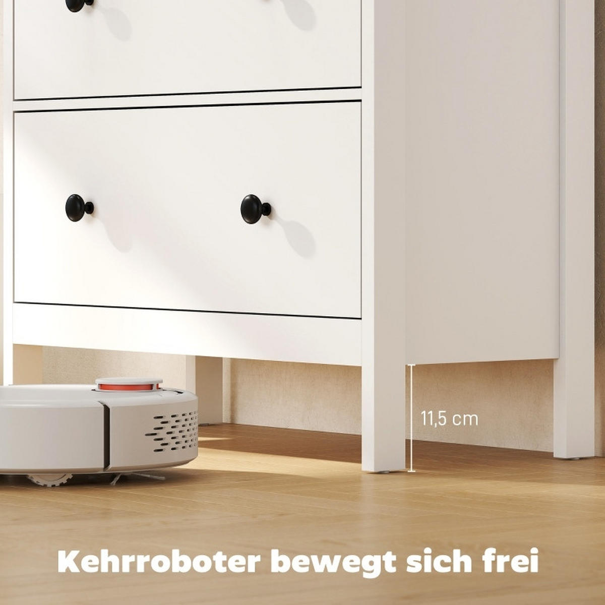 KOMMODE aus Spanplatte 35x74x97 cm Weiß mit 4 Schubladen, kugelgelagerten Schienen und Anti-Kipp-Sicherung - Weiß, Holzwerkstoff (74/97/35cm) - Modfu