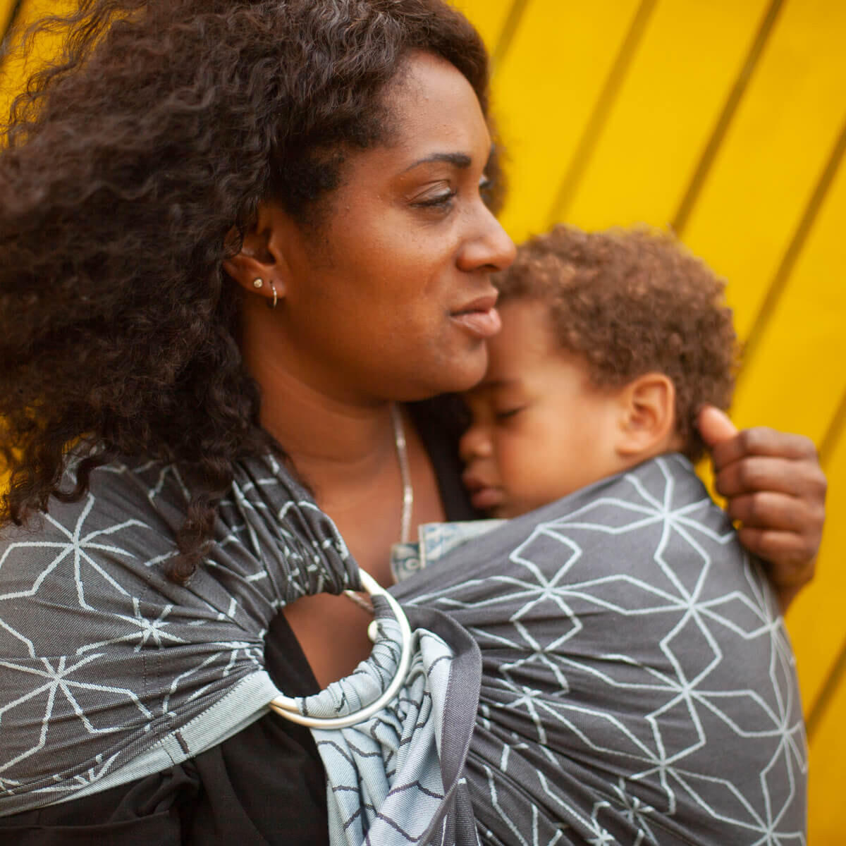 BABYTRAGETUCH Ring-Sling kbA - Dunkelblau/Hellblau, Textil (70/0.1/200cm) - Hoppediz