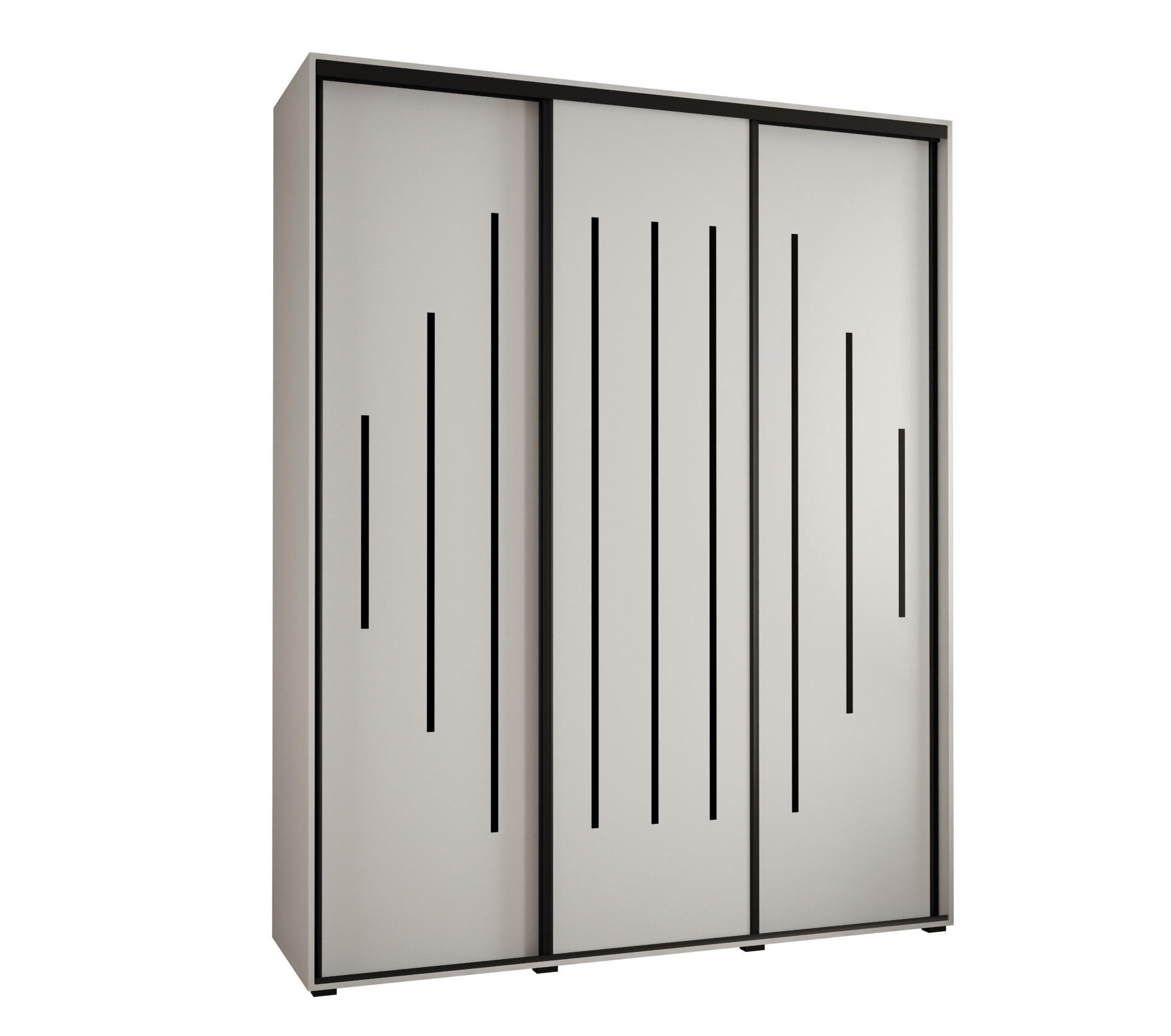 Abiks Möbel Schwebetürenschrank Weiß, Weiß, Schwarz 190x235x45 cm