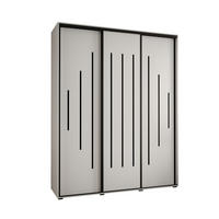 SCHWEBETÜRENSCHRANK 235,2/190/60 3-türig - Schwarz/Weiß, Holz/Metall (190/235/60cm) - Abiks Möbel