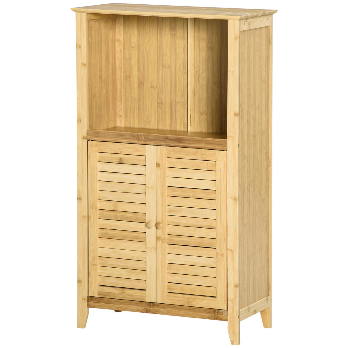 BADEZIMMERSCHRANK Natur mit Lamellentüren 50/25,5/92 cm - Naturfarben, Holz (50/92/25.5cm) - PANGIVO