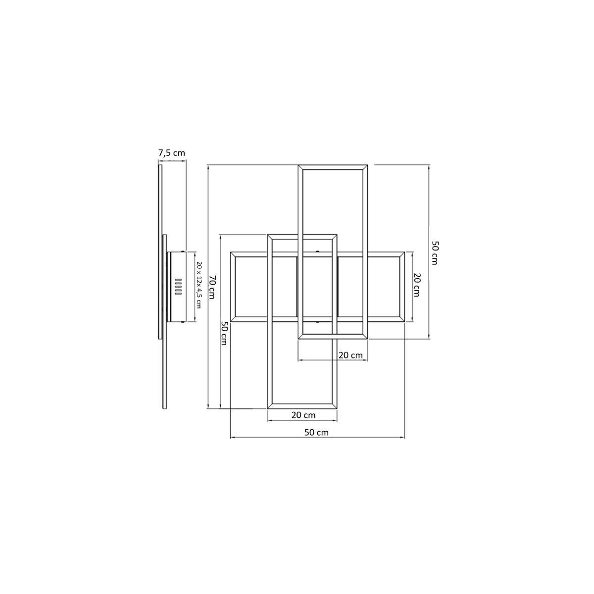 DECKENLEUCHTE Eli, Schwarz, 70cm, Dimmbar - Schwarz, Glas (70/50/7.5cm) - KOSILUM