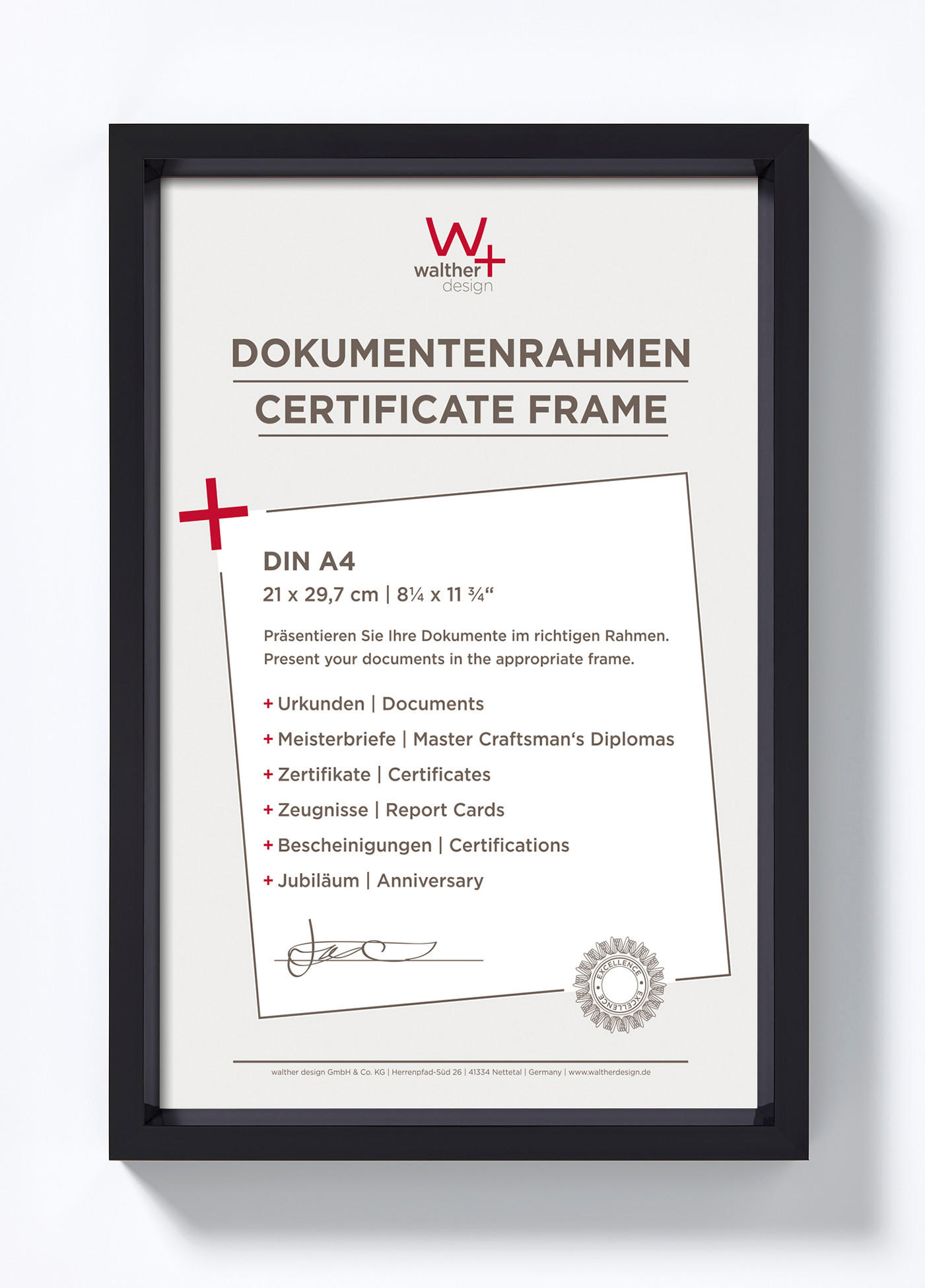 walther design Bilderrahmen Schwarz 21.96x30.96x2.18 cm
