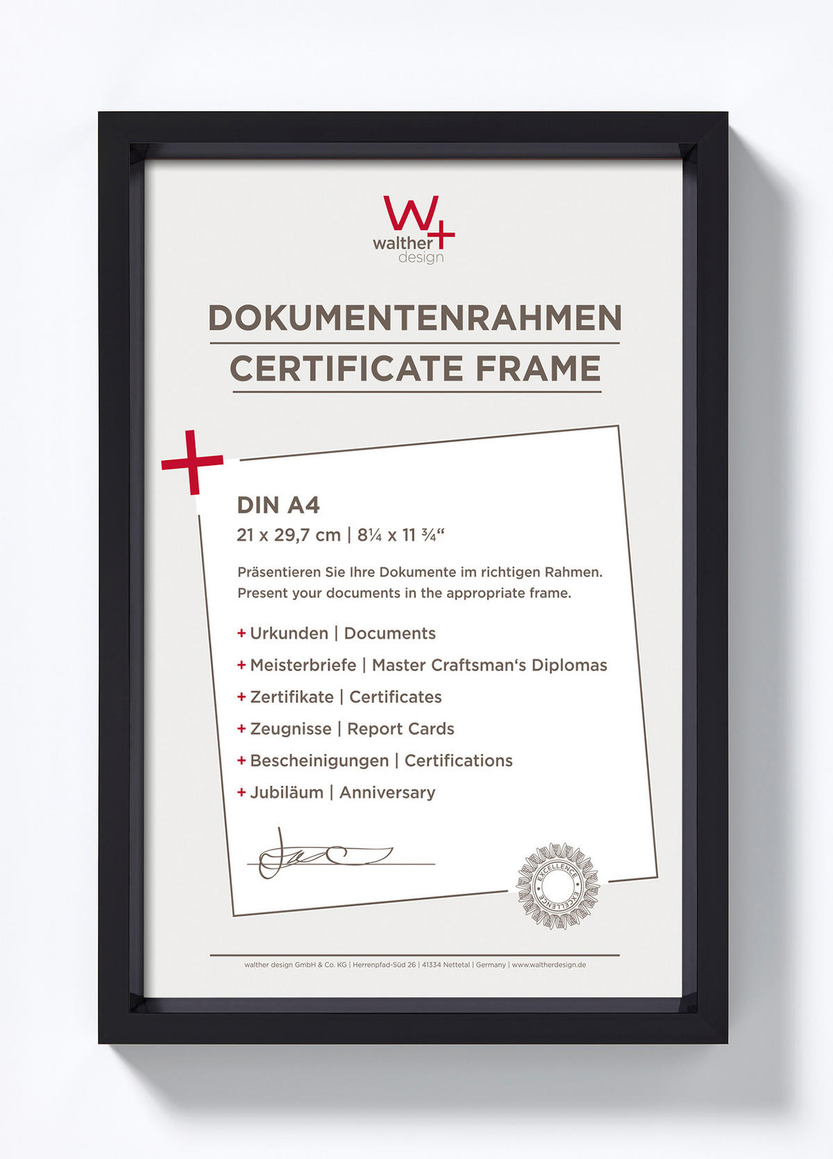 BILDERRAHMEN Steel Style Kst.Rahmen 21x29,7 cm Schwarz - Schwarz, Kunststoff (21.96/30.96/2.18cm) - walther design