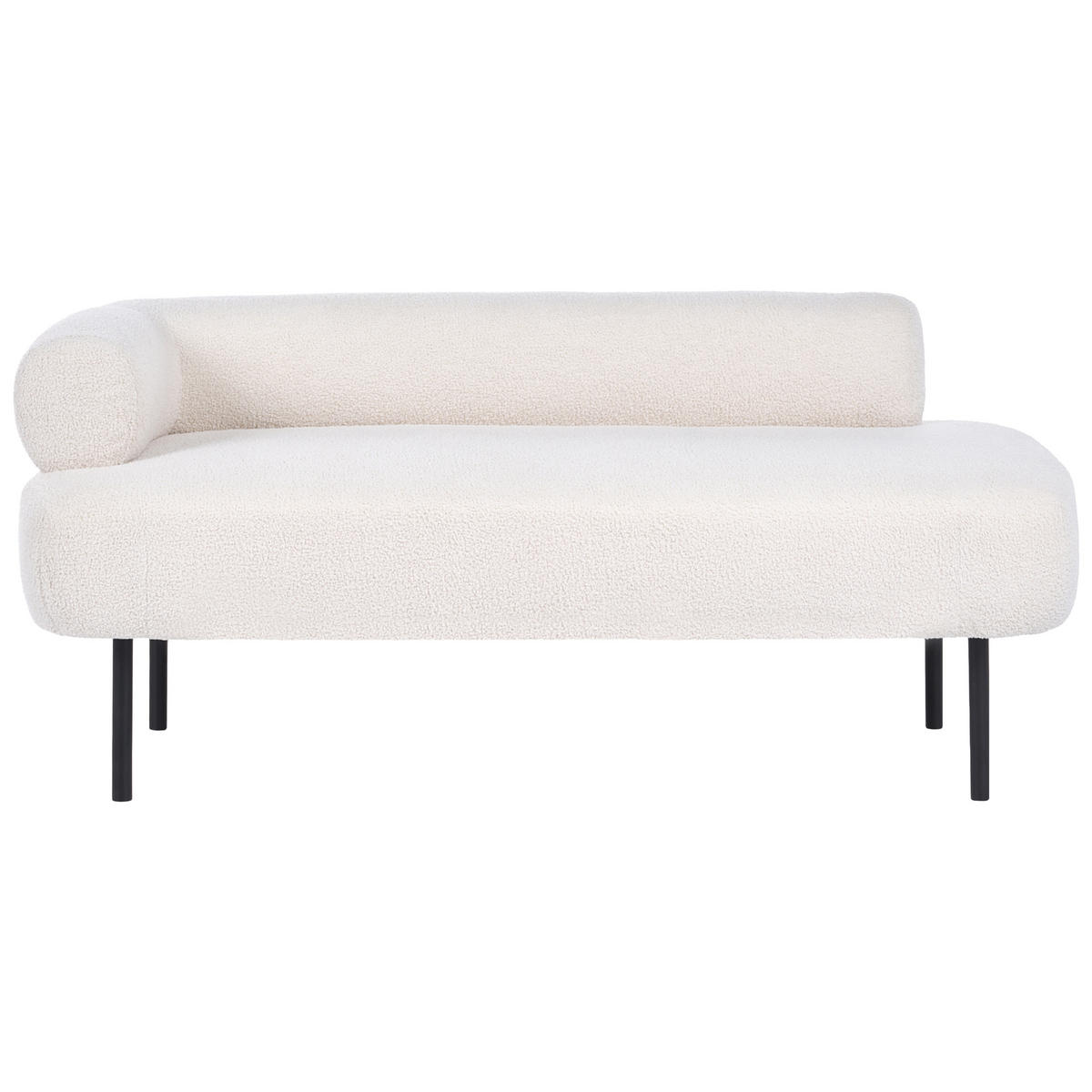 ČALOUNĚNÉ LEHÁTKO CHAISE LONGUE LEVOSTRANNÉ Bouclé Krémově bílé Mirmande - bílá/černá, textil (153/65/70cm) - Beliani