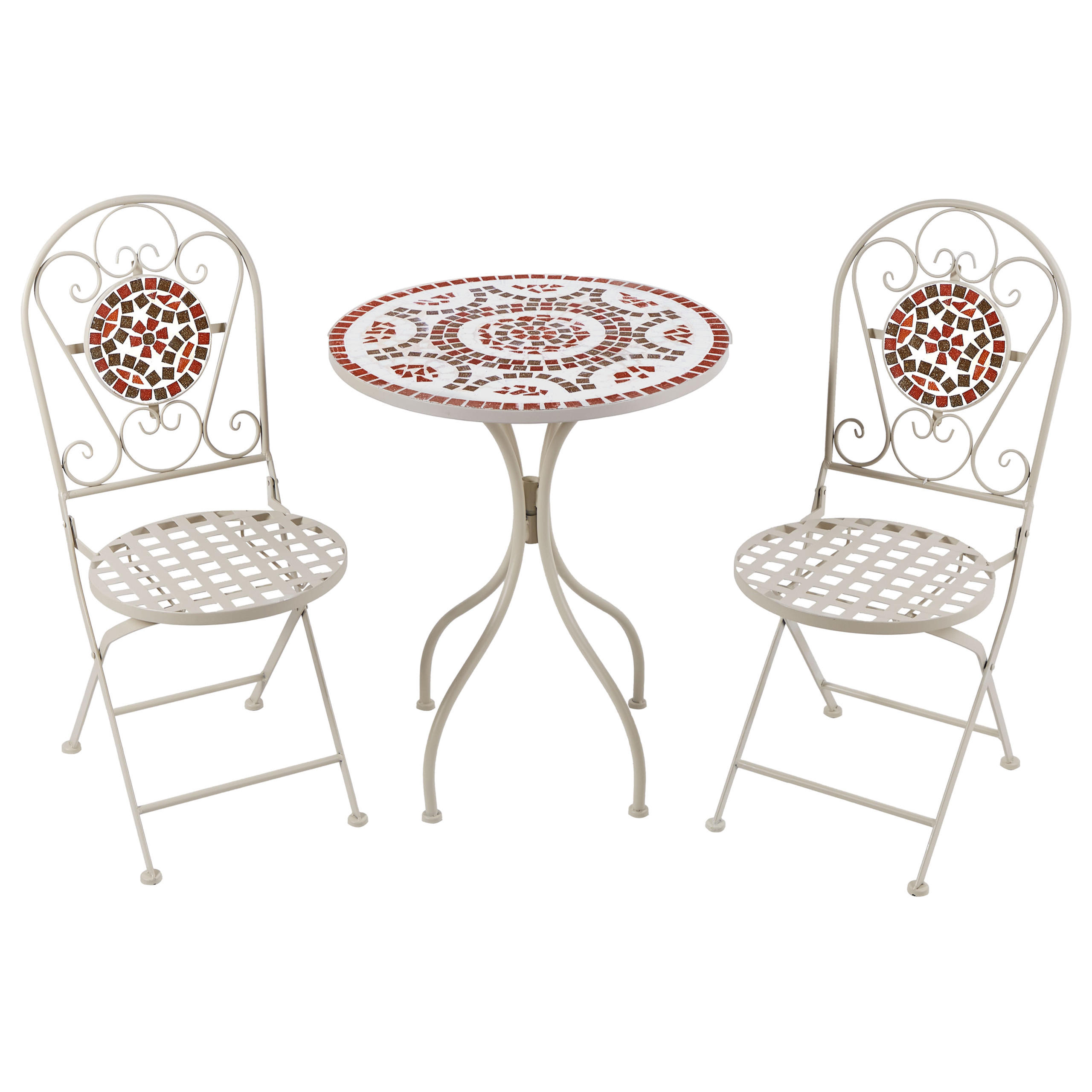 BISTRO-SET 2-Sitzer Weiß Spello - Rot/Weiß, Metall - Beliani