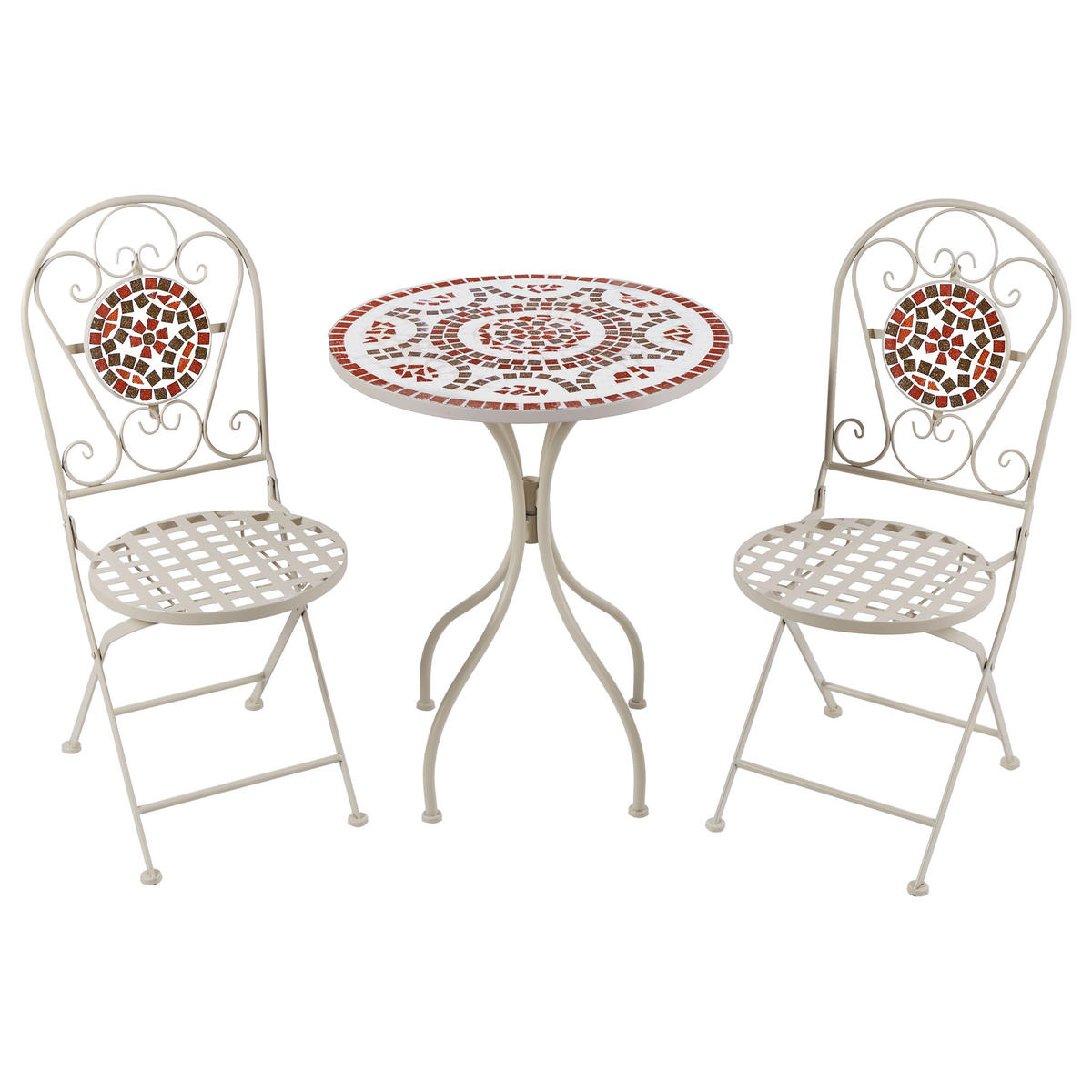 BISTRO-SET 2-Sitzer Weiß Spello - Rot/Weiß, Metall - Beliani